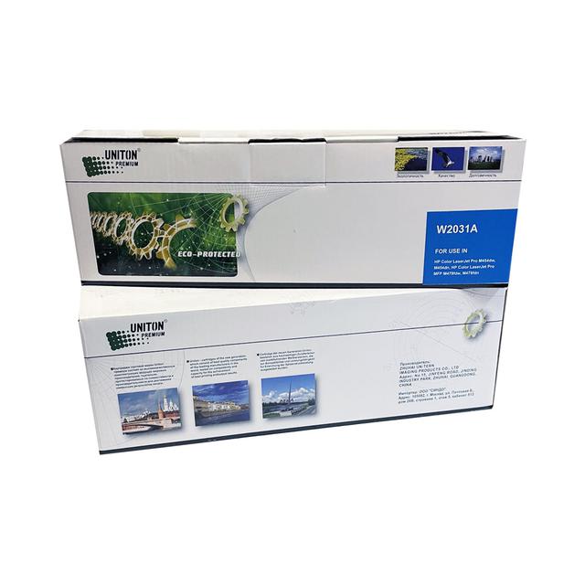 Картридж для HP Color LJ M454, M455, MFP M479 W2031A (415A) синий (2,1K) БЕЗ ЧИПА!!! UNITON Premium GREEN LINE (Eco Protected)