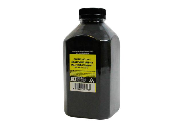 Тонер Hi-Black для Oki B411/ 431/ 401/ MB441/ MB451/ MB461/ MB471/ MB472/ MB491, Bk, 235 г, банка