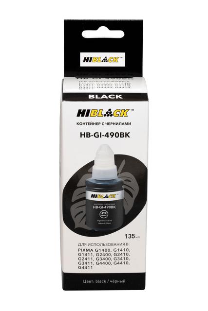 Контейнер с чернилами Hi-Black (HB-GI-490BK) для Canon G1400/ 2400/ 3400, BK pigm, 135ml