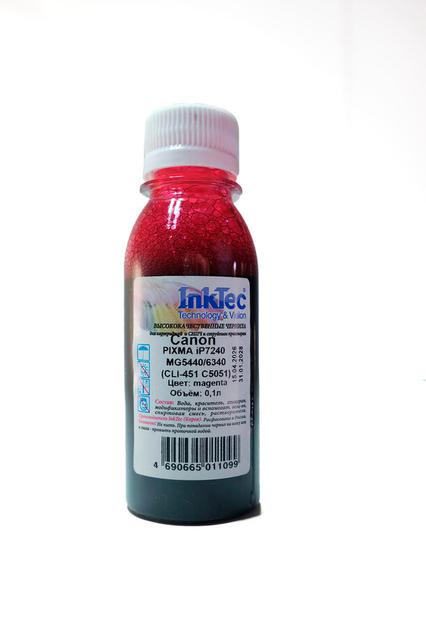 Чернила InkTec (C5051) для Canon PIXMA iP7240/ MG5440/ 6340 (CLI-451), M, 0,1 л.