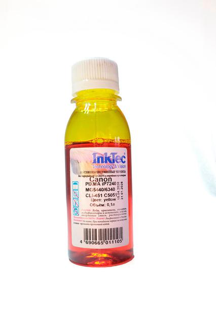 Чернила InkTec (C5051) для Canon PIXMA iP7240/ MG5440/ 6340 (CLI-451), Y, 0,1 л.