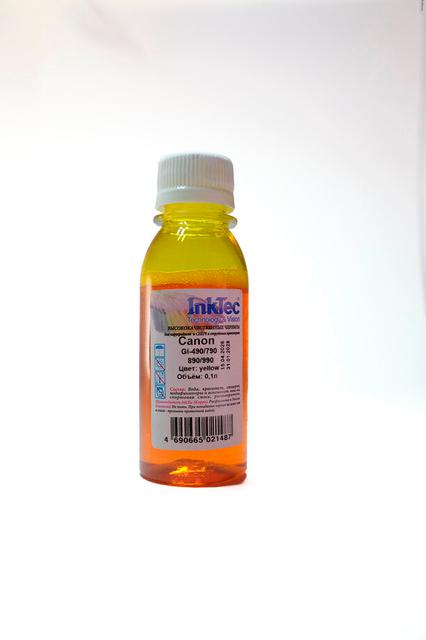 Чернила InkTec (C0090) для Canon GI-490/ 790/ 890/ 990, Y, 0,1 л.