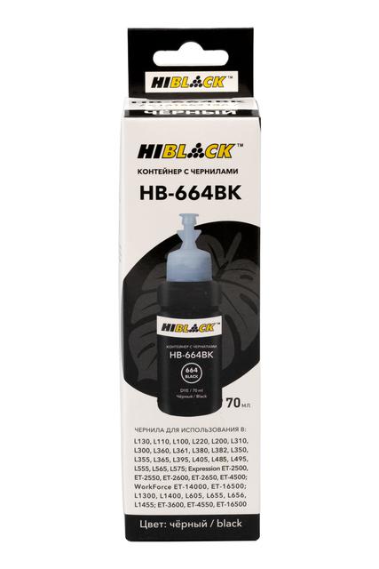 Контейнер с чернилами Hi-Black (HB-664BK) для Epson L130/ L310/ L405/ L655,C13T66414A, Bk, 70ml