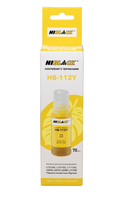 Контейнер с чернилами Hi-Black (HB-112) для Epson L6550/ 6570, Y, pigm, 70ml
