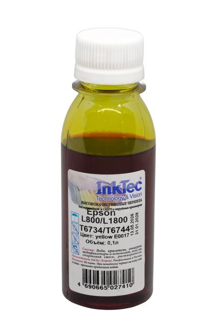 Чернила InkTec (E0017) для Epson L800/ L1800 (T6734/  T6744), Y, 0,1 л.