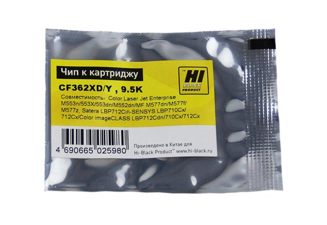 Чип Hi-Black к картриджу HP CLJ Enterprise M552/ Canon 040H (CF362X) OEM size, Y, 9,5K